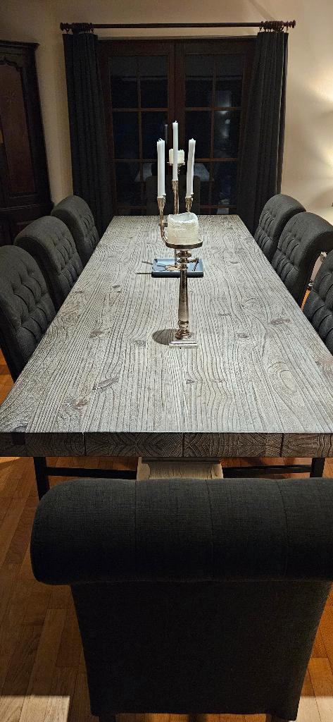 Kloostertafel met 8 stoelen, Huis en Inrichting, Complete eetkamers, Zo goed als nieuw, 8 stoelen of meer, Ophalen