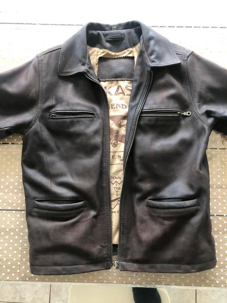 Akaso jack van echt leer - maat M, Kleding | Heren, Jassen | Winter, Zo goed als nieuw, Maat 48/50 (M), Bruin, Ophalen of Verzenden