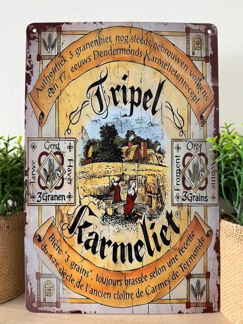Metalen reclamebord Tripel Karmeliet, Verzamelen, Biermerken, Nieuw, Reclamebord, Plaat of Schild, Ophalen of Verzenden