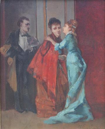 Charles Leon Cardon (1860-1921): De Ontmoeting (42 x 50 cm)