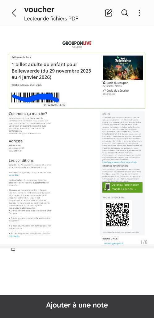 4 places pour Bellewaerde valable jusqu'au 4 janvier 2026, Tickets & Billets, Billets & Tickets Autre, Trois personnes ou plus