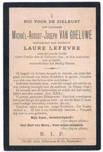 Bp. Van Gheluwe Michaël. ° Rousselare 1850 † Rousselare 1896, Enlèvement ou Envoi, Image pieuse