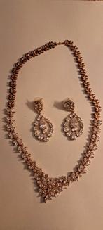 Halsketting + ooringen rosé, Handtassen en Accessoires, Kettingen, Ophalen, Goud, Goud