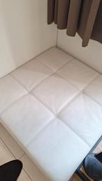 Leren poef wit, Ophalen, Vierkant, Leer, 75 tot 100 cm