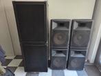 Geluidsset bestaande uit 2x18" subwoofers en 4x15" 2-weg top, Gebruikt, Overige typen, 120 watt of meer, Ophalen