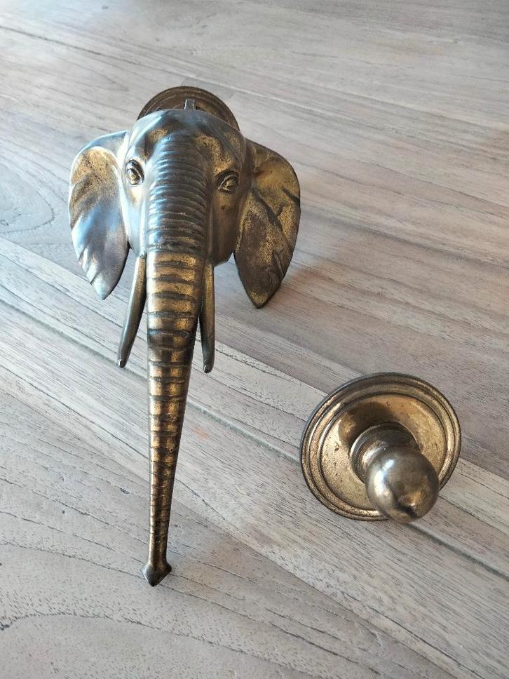 Brocante curiosa Messing deurklopper Olifant, Antiek en Kunst, Curiosa en Brocante, Ophalen of Verzenden