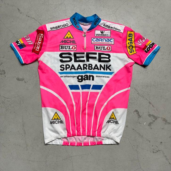 SEFB Spaarbank GAN 1990 koerstrui wielertrui vintage, Fietsen en Brommers, Fietsaccessoires | Fietskleding, Gebruikt, Overige maten