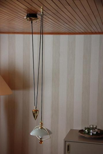 plafondlamp met tegengewicht, Enlèvement, Comme neuf, Verre, 50 à 75 cm