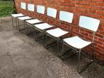 6 witte kloosterstoelen / cafetaria met chroom onderstel, Antiek en Kunst, Antiek | Meubels | Stoelen en Sofa's, Ophalen of Verzenden
