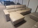 TAUPE BUFFELLEDEREN HOEKSALON MET ELEKTRISCHE RELAX, Enlèvement, Utilisé, Cuir