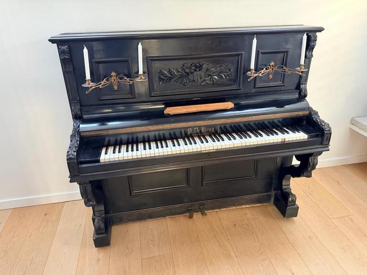 Authentieke buffetpiano – P. De Heng (Charleroi), Muziek en Instrumenten, Piano's, Gebruikt, Piano, Zwart, Ophalen