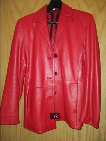 Veste femme en cuir rouge, Enlèvement ou Envoi, Comme neuf, Taille 42/44 (L), Rouge