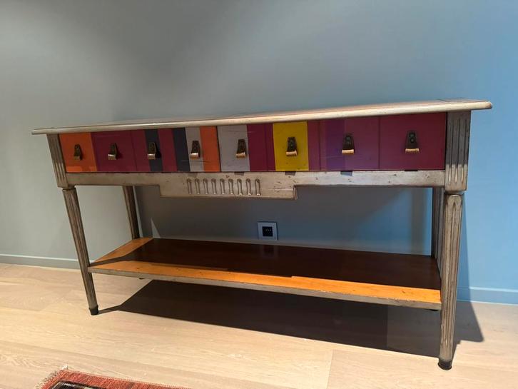 Console / dressoir Grange – uniek design met gekleurde lades, Huis en Inrichting, Kasten | Dressoirs, Ophalen