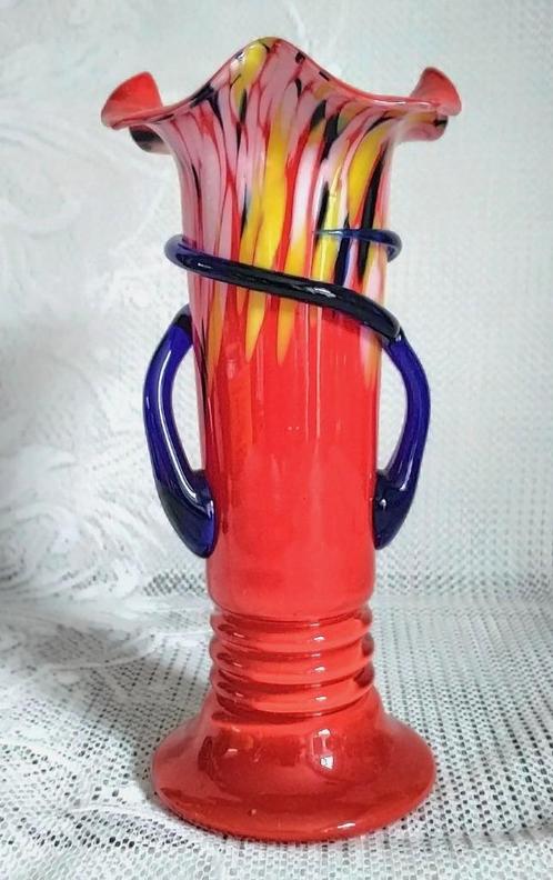 Prachtige vaas Tsjechisch spatterglas jaren 30 ZELDZAAM, Antiek en Kunst, Antiek | Glaswerk en Kristal, Ophalen of Verzenden