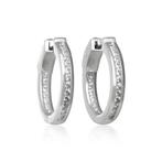 Zilveren creolen met channel setting witte zirconia's, Ophalen of Verzenden, Nieuw, Zilver