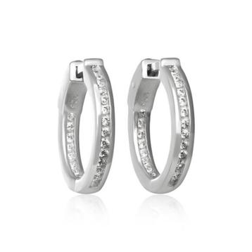 Zilveren creolen met channel setting witte zirconia's beschikbaar voor biedingen