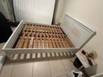 Cadre de lit blanc 160 cm + sommier  (IKEA) – Bon état, Huis en Inrichting, Ophalen, Gebruikt, Wit, Twijfelaar