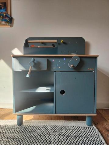 Flexa établi en bois gris vert en bon état, Enlèvement, Utilisé