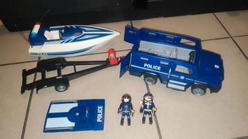 playmobil politievoertuig met boot en politiehelicopter beschikbaar voor biedingen