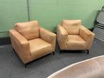 Echt leren fauteuils, robuust cognac, Gebruikt, Ophalen of Verzenden, Landelijk, 75 tot 100 cm