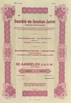 Société de Gestion Jarim - Brasschaat -  50  aandelen -1982, Ophalen of Verzenden, 1970 tot heden, Aandeel