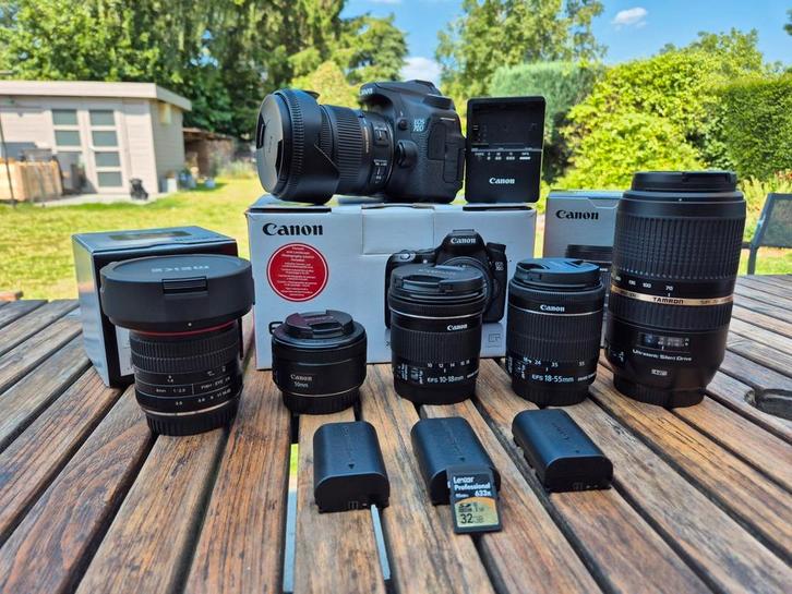 Canon EOS 70D DSLR + 7 lenzen + accessoires, Audio, Tv en Foto, Fotocamera's Digitaal, Zo goed als nieuw, Canon, Ophalen of Verzenden