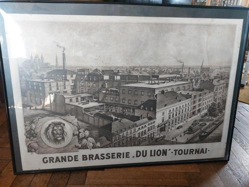 Grote poster van Brasserie du Lion Doornik, Antiek en Kunst, Kunst | Tekeningen en Fotografie, Ophalen of Verzenden