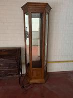 Eiken vitrinekast met licht en spiegelwand, Huis en Inrichting, Kasten | Vitrinekasten, Ophalen, Gebruikt, Klassiek, Eikenhout