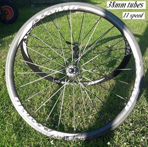 ATOM6 carbon tubewielen (38 mm.), topstaat., Fietsen en Brommers, Fietsonderdelen, Zo goed als nieuw, Racefiets, Wiel, Ophalen