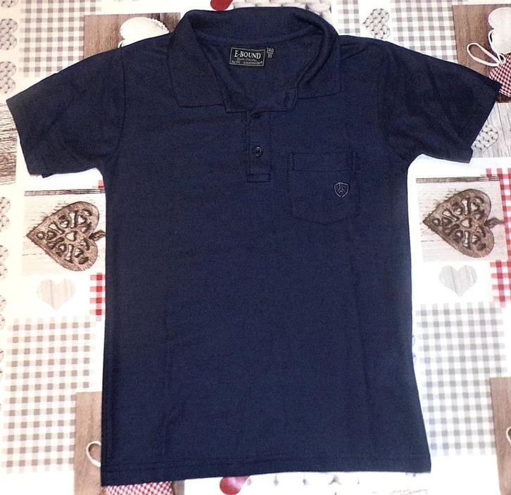 140 10 jr polo blauw E-bound donker blauw paars zeer goed, Kinderen en Baby's, Kinderkleding | Maat 140, Gebruikt, Jongen, Shirt of Longsleeve