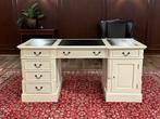Klassiek Engels bureau wit (partnerdesk) #604, Huis en Inrichting, Bureaus, Ophalen of Verzenden, Zo goed als nieuw, Bureau