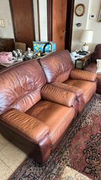 3-zits en twee x 1-zits leren bank, Ophalen, Gebruikt, 150 tot 200 cm, Driepersoons
