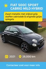 mild hybrid 500C Cabrio Sport – 2021 – 26.000 km – Topstaat, Auto's, 4 zetels, Euro 6, Cabriolet, Leder en Stof