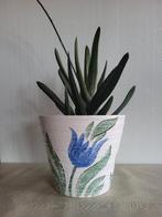 Grote vintage bloempot met bloemen, Antiek en Kunst, Ophalen