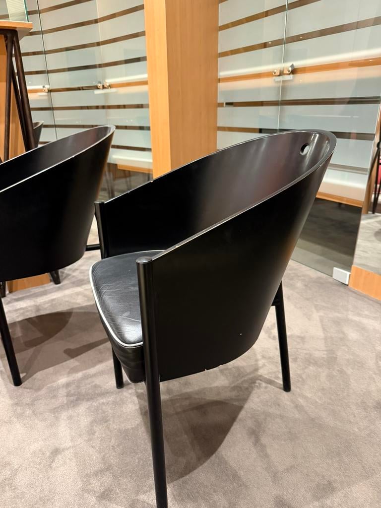 4 design vergaderstoelen Oxford-stijl incl 3 krukjes, Huis en Inrichting, Stoelen, Ophalen, Gebruikt, Zwart