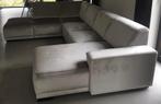 Grijze suede U-vormige hoekbank, Zetel te koop (afhalen), Ophalen, Hoekbank, 300 cm of meer, Zo goed als nieuw