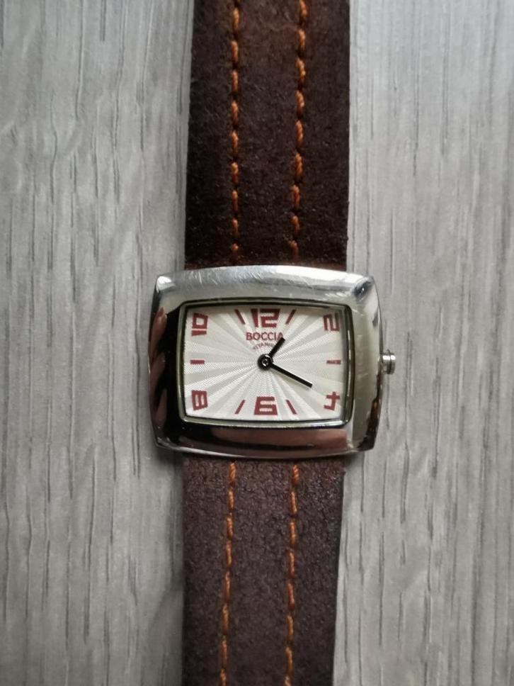 Boccia horloge, Handtassen en Accessoires, Horloges | Dames, Gebruikt, Polshorloge, Overige merken, Staal, Leer, Ophalen of Verzenden