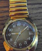 Montre EDOX Alfetta mécanique plaqué or, date, brac. extens., Enlèvement ou Envoi, Comme neuf