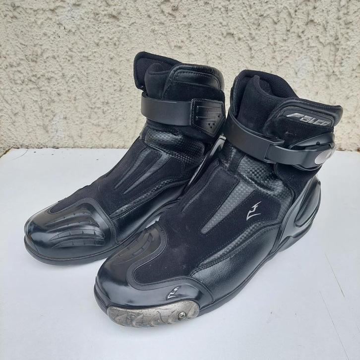 FALCO 43 LEREN RACEMOTORLAARS + BESCHERMING UIT ITALIË, Motoren, Kleding | Motorkleding, Laarzen, Heren, Tweedehands, Ophalen of Verzenden