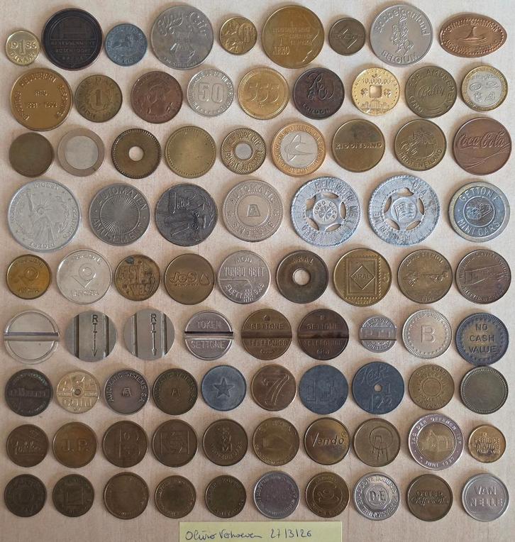 Lot 82 Verschillende Tokens Penningen Jetons enz..., Postzegels en Munten, Munten en Bankbiljetten | Verzamelingen, Munten, Ophalen of Verzenden