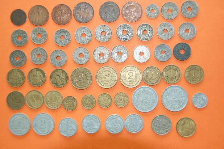 FRANCE : mooi lot met 54 VERSCHILLENDE ; 1862-1957, Postzegels en Munten, Munten | Europa | Niet-Euromunten, Setje, Frankrijk