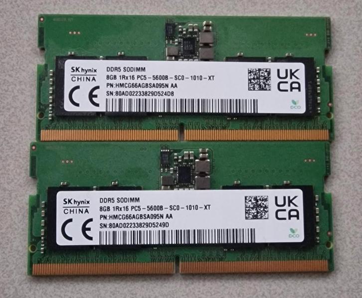 Titel
16GB DDR5 Laptop RAM (28GB) – DDR5-5600 SK hynix, Computers en Software, RAM geheugen, Laptop, DDR5, Ophalen of Verzenden