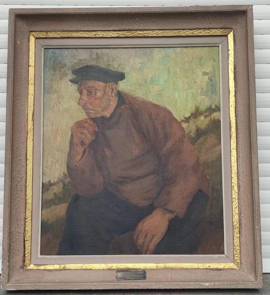 Huile sur toile homme signe m gillot, Antiquités & Art, Enlèvement