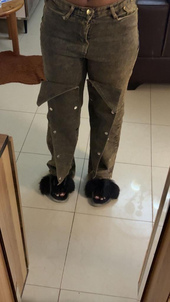 Jean kaki délavé ZABA – coupe droite – neuf avec étiquette, Vêtements | Femmes, Enlèvement ou Envoi, Comme neuf