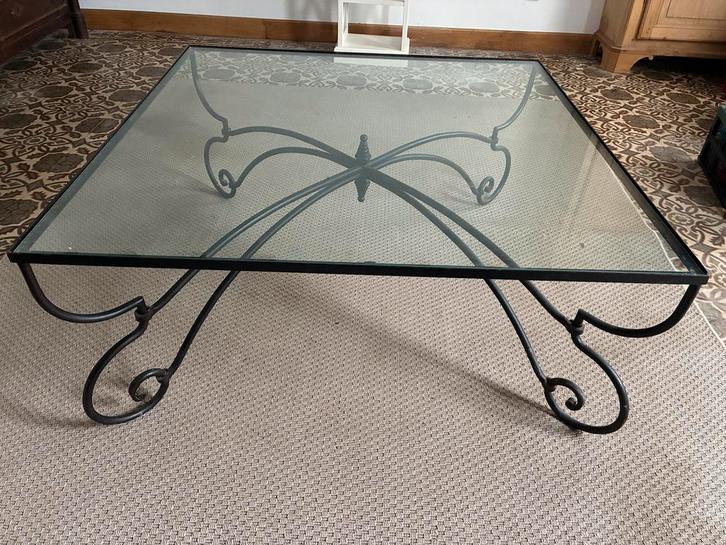 Table basse carré en fer forgé art deco grande qualité !, Maison & Meubles, Tables | Tables de salon, Utilisé, 75 cm ou plus, 100 à 150 cm