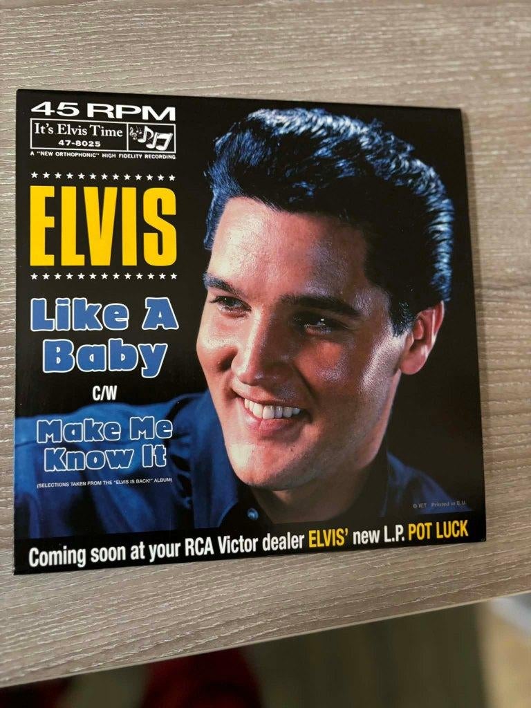 Elvis single, like a baby/make me know it, Nederlandse pers., CD & DVD, Vinyles | Rock, Enlèvement ou Envoi, Avec pochette intérieure