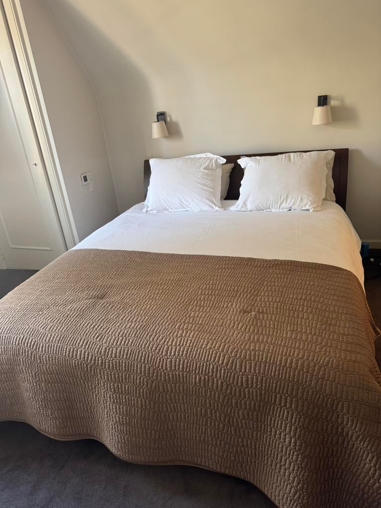 Lit complet en merisier, Huis en Inrichting, Slaapkamer | Bedden, Ophalen, Gebruikt, Bruin, Classique joli