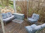Salon de jardin métallique et faux rotin avec coussins, Tuin en Terras, Ophalen, Gebruikt, Tuinset