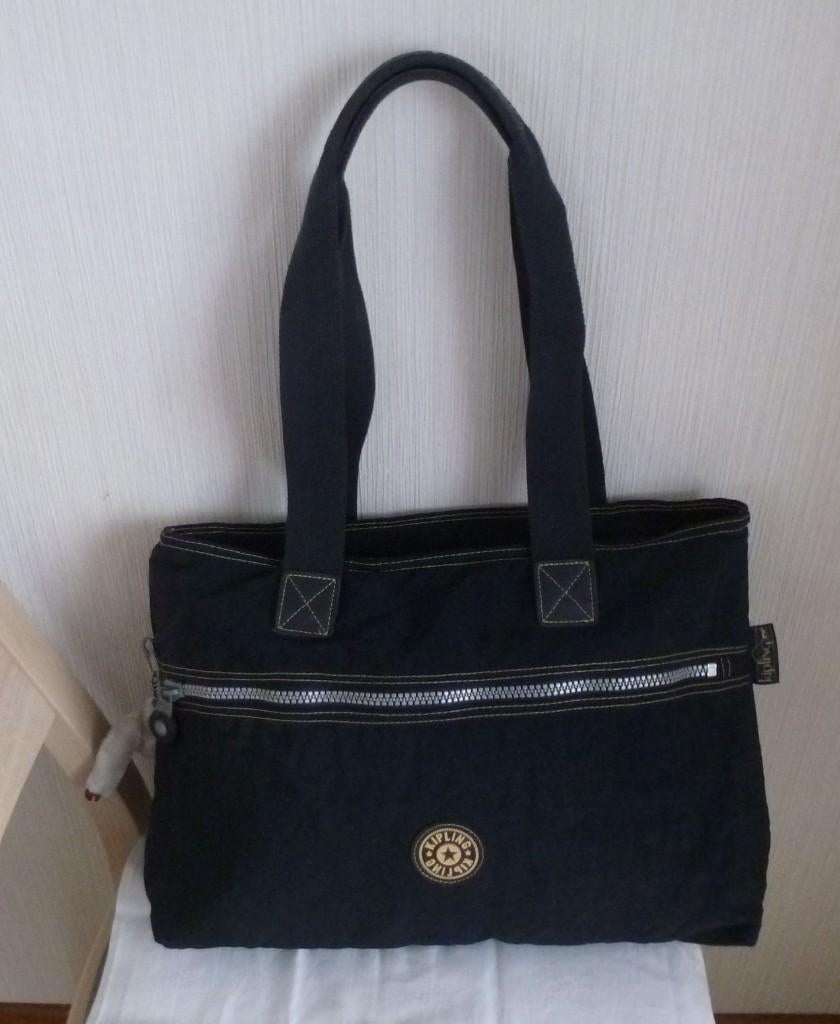 Kipling grote marineblauwe schoudertas met aap, Ophalen of Verzenden, Gebruikt, Blauw, Handtas