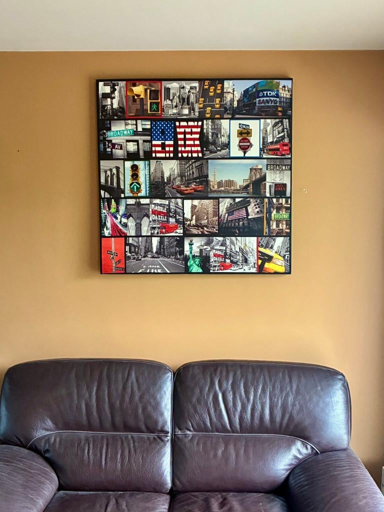 Grand tableau New York 100x100 cm – déco moderne toile, 75 cm ou plus, Enlèvement, Utilisé, Imprimé